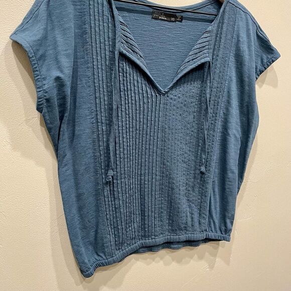Prana Dark Turquoise Blue Popover Blouse - Size: XS - Picture 4 of 6